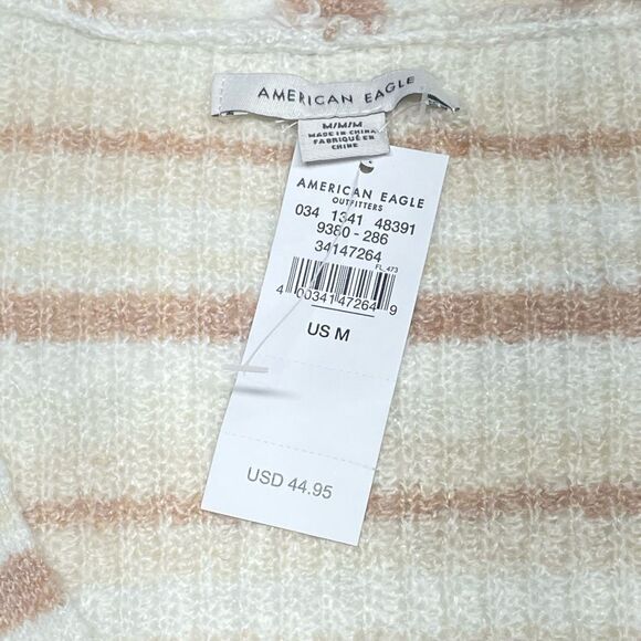 American Eagle Tan and Cream Button Front Sweater - Picture 3 of 6